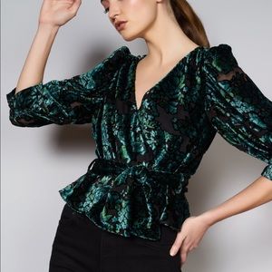 floral velvet wrap blouse